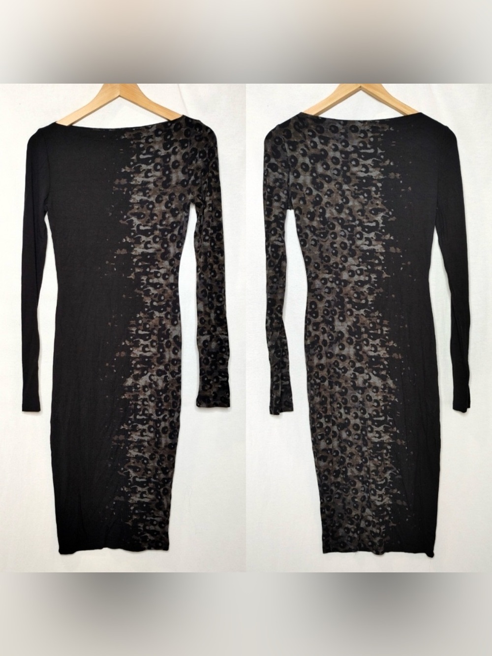 Isabel de Pedro Black Dress with Faded Leopard Panel